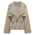 Sandra Khaki Double-Breasted Short Trench Coat