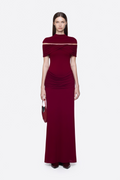 Ylva Red Cape Detail Ruched Maxi Dress