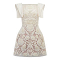 Léa White Floral Appliqué Crochet Mini Dress