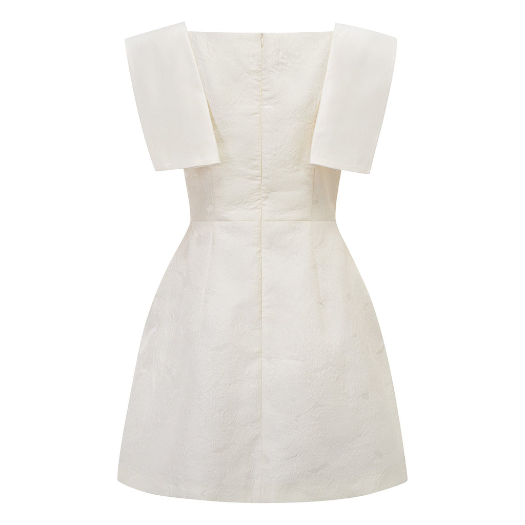 Léa White Floral Appliqué Crochet Mini Dress
