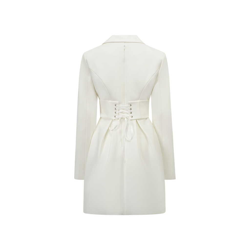 Inmaculada White Boned Bodice Mini Blazer Dress