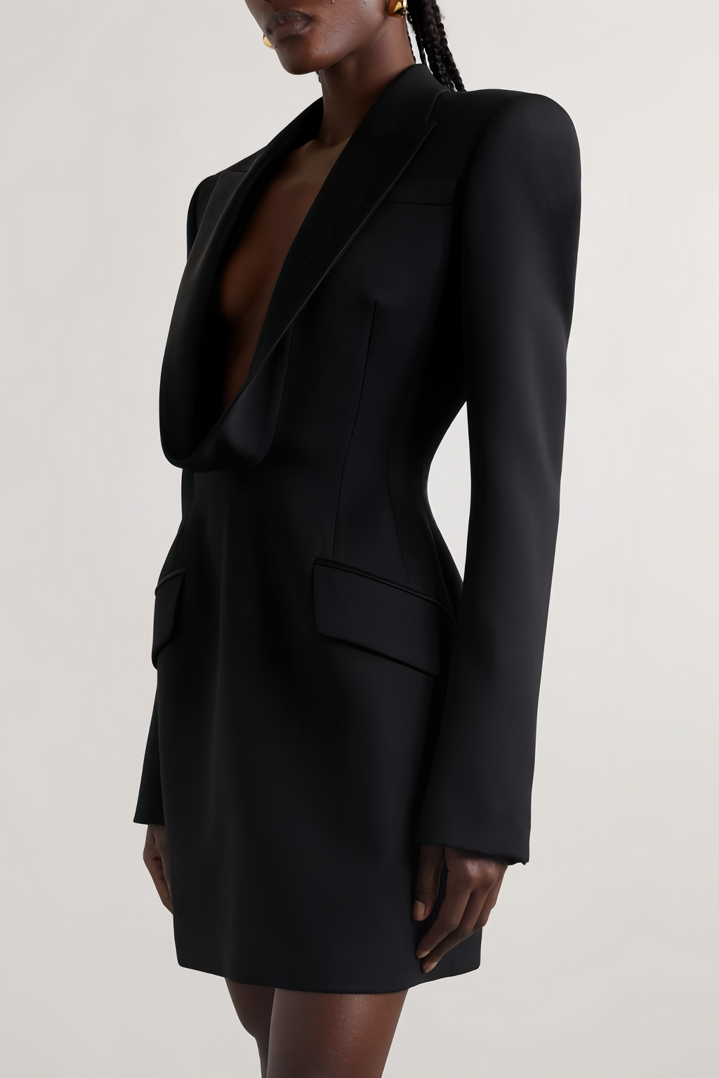 Joséphine V-neck satin-collared mini dress
