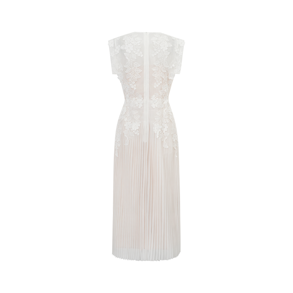 Annabelle flower-appliqué tulle midi dress