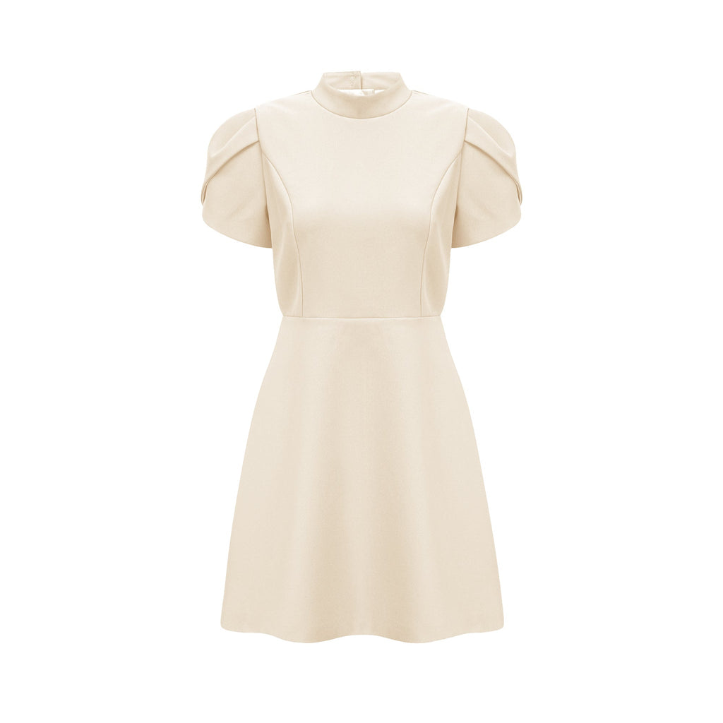 Anna White Petal Sleeve Cut Out Bow Mini Dress