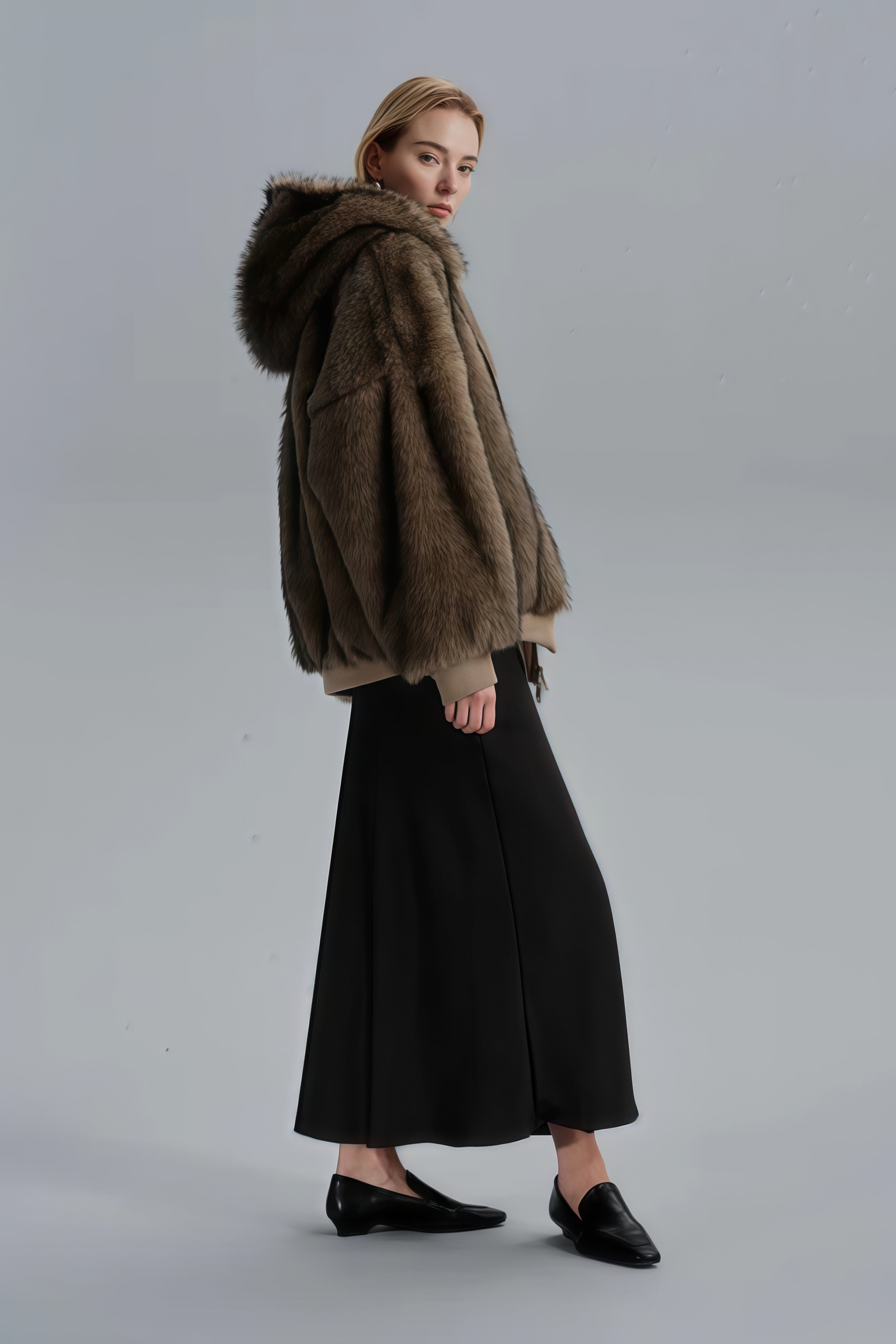 Aurelia Brown Faux Fur Hoodie Jacket