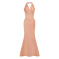 Aurélie Orange Halterneck Mermaid Maxi Dress