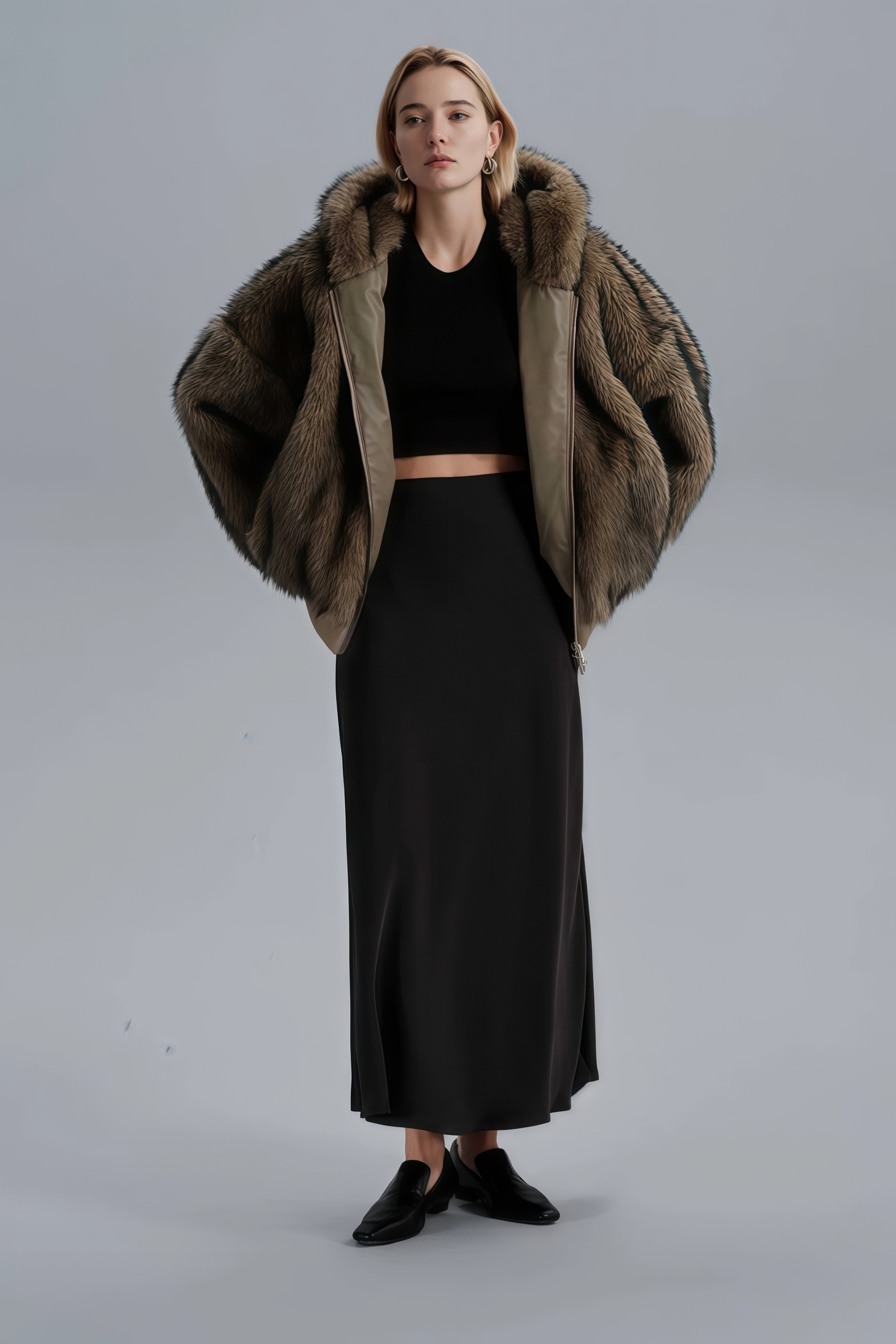 Aurelia Brown Faux Fur Hoodie Jacket
