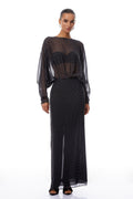 Emilia Black Polka Dot Chiffon Maxi Dress