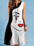 Loose Plus Size Figure V-Neck Mini Dresses