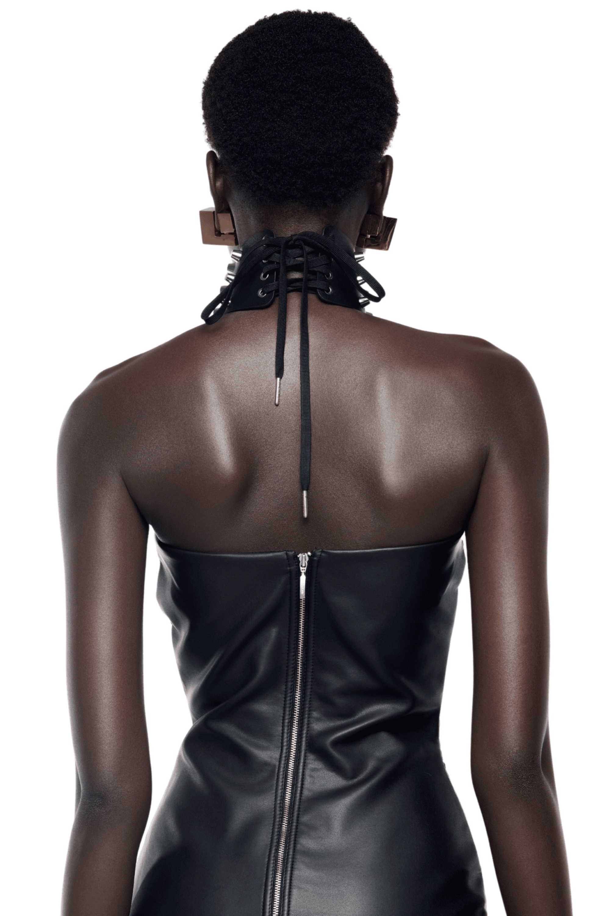 Janvier Brown Strapless Fur Panel Mini Dress