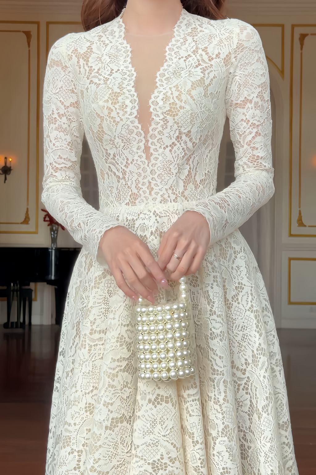 Oliana Ivory Lace Maxi Gown