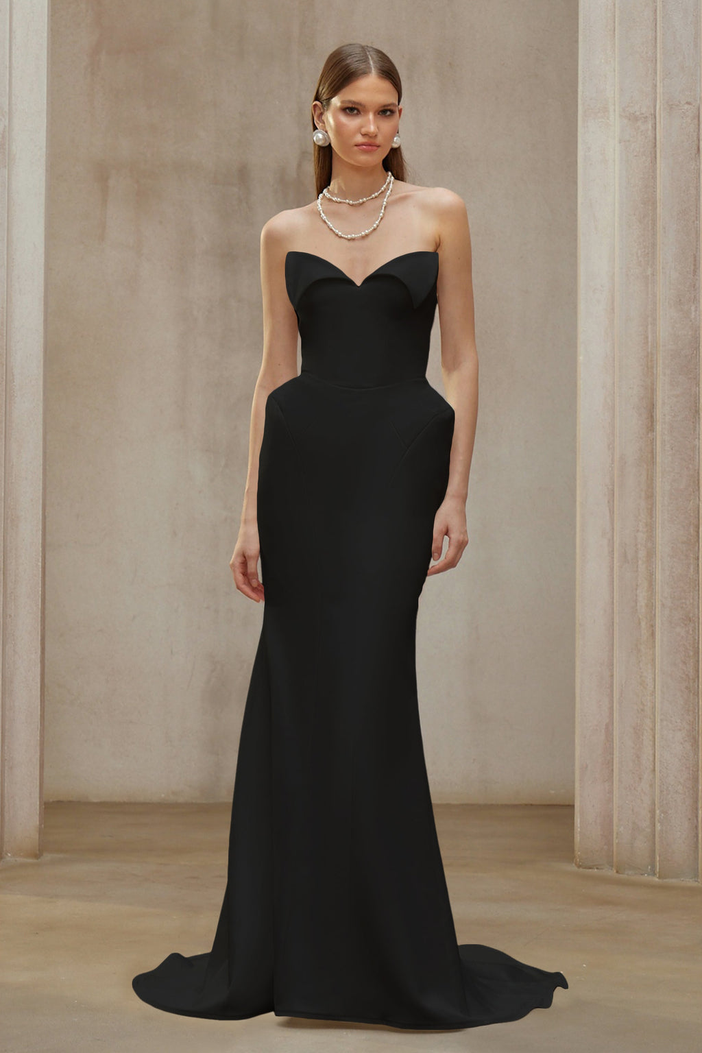 Alba Black Barrel Waist Corset Maxi Dress