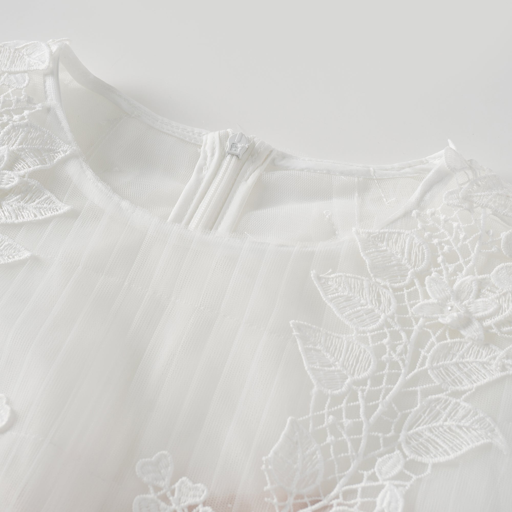 Annabelle flower-appliqué tulle midi dress