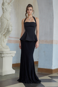 Whitley Black Halterneck Top & Lace Skirt Set