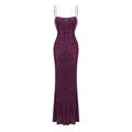 Térébenthine Purple Rhinestone Mesh Maxi Dress