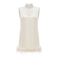 Adrienne White Feather Trim Mini Dress