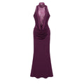 Borbála Magenta Lace Bodice Ruched Maxi Dress