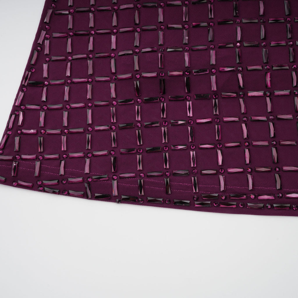 Térébenthine Purple Rhinestone Mesh Maxi Dress