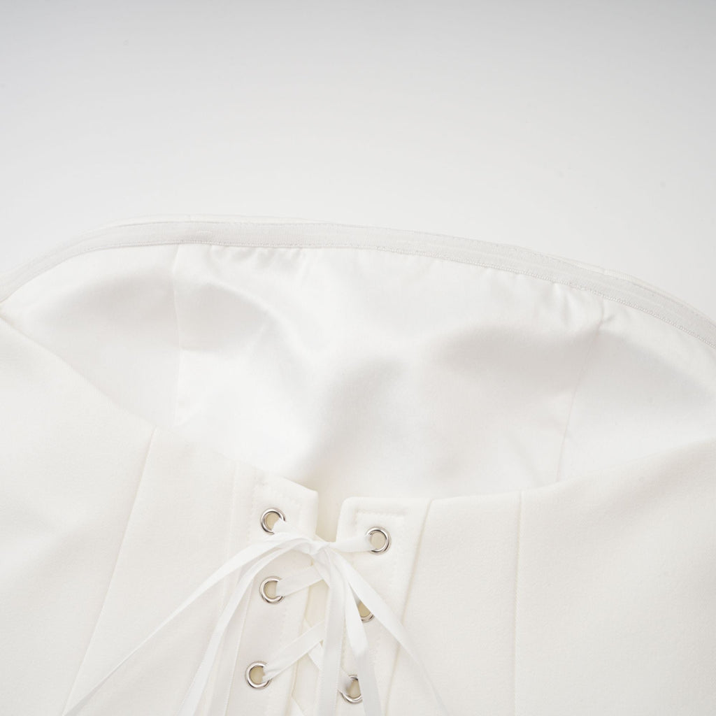 Mélanie White Corset Dress & Mesh Skirt Set