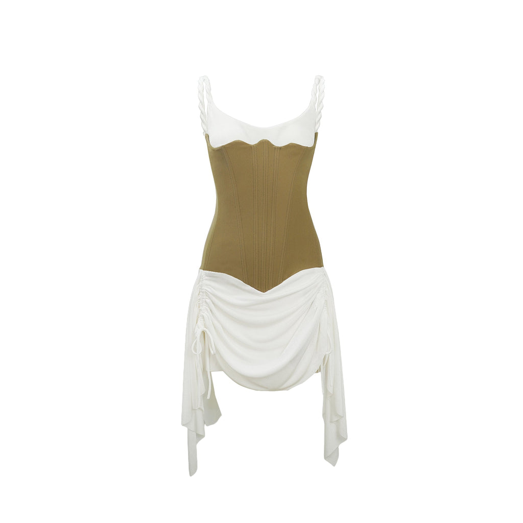 Yasmine Brown Bustier Panel Mini Dress