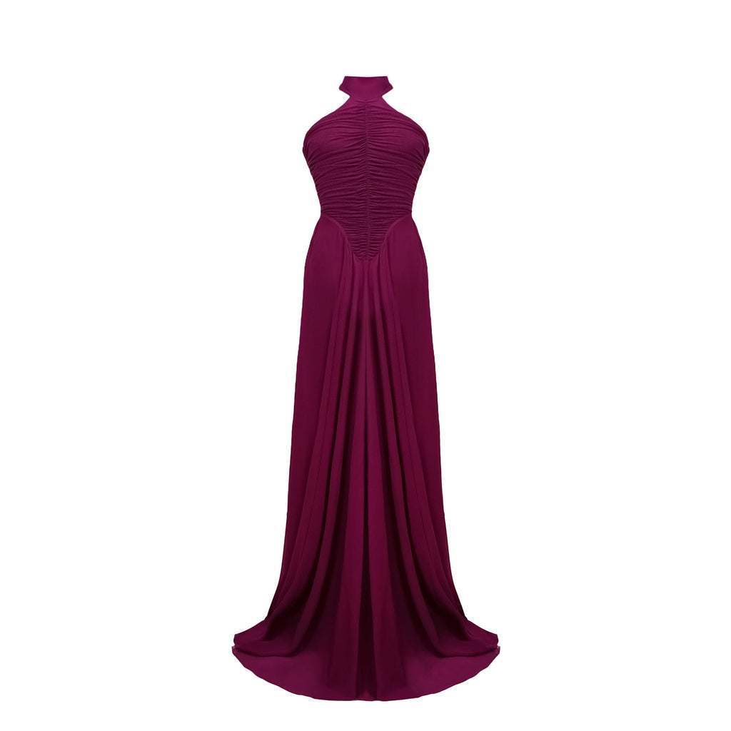 Kerstin Purple Ruched Maxi Dress