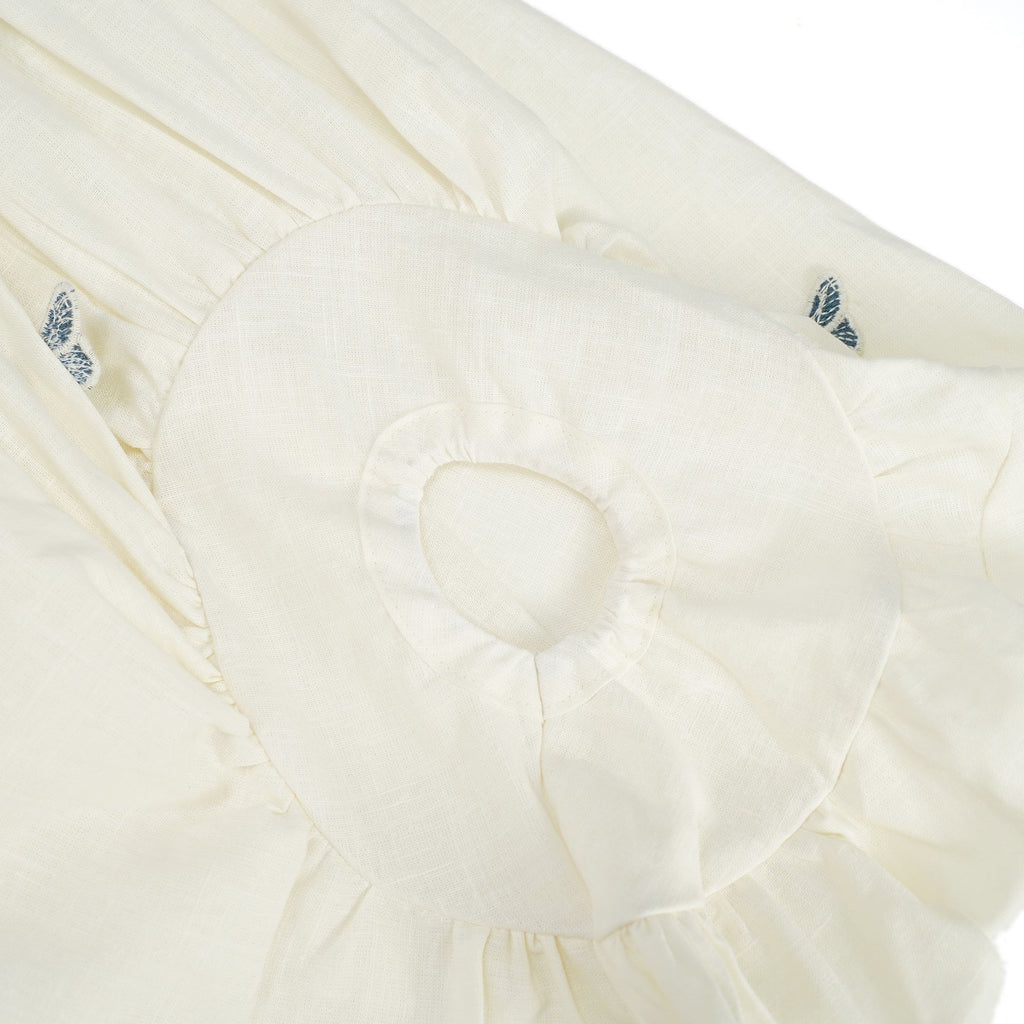 Ophélie White Butterfly Embroidered Shirt & Shorts Set