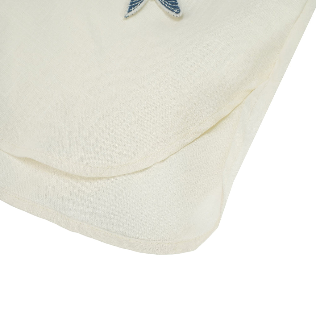 Ophélie White Butterfly Embroidered Shirt & Shorts Set