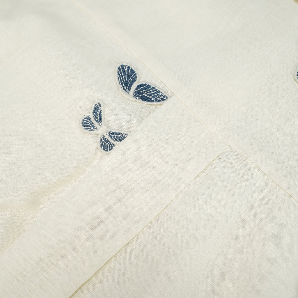 Ophélie White Butterfly Embroidered Shirt & Shorts Set