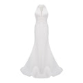 Emmeline White Train Design Gathered Maxi Dress