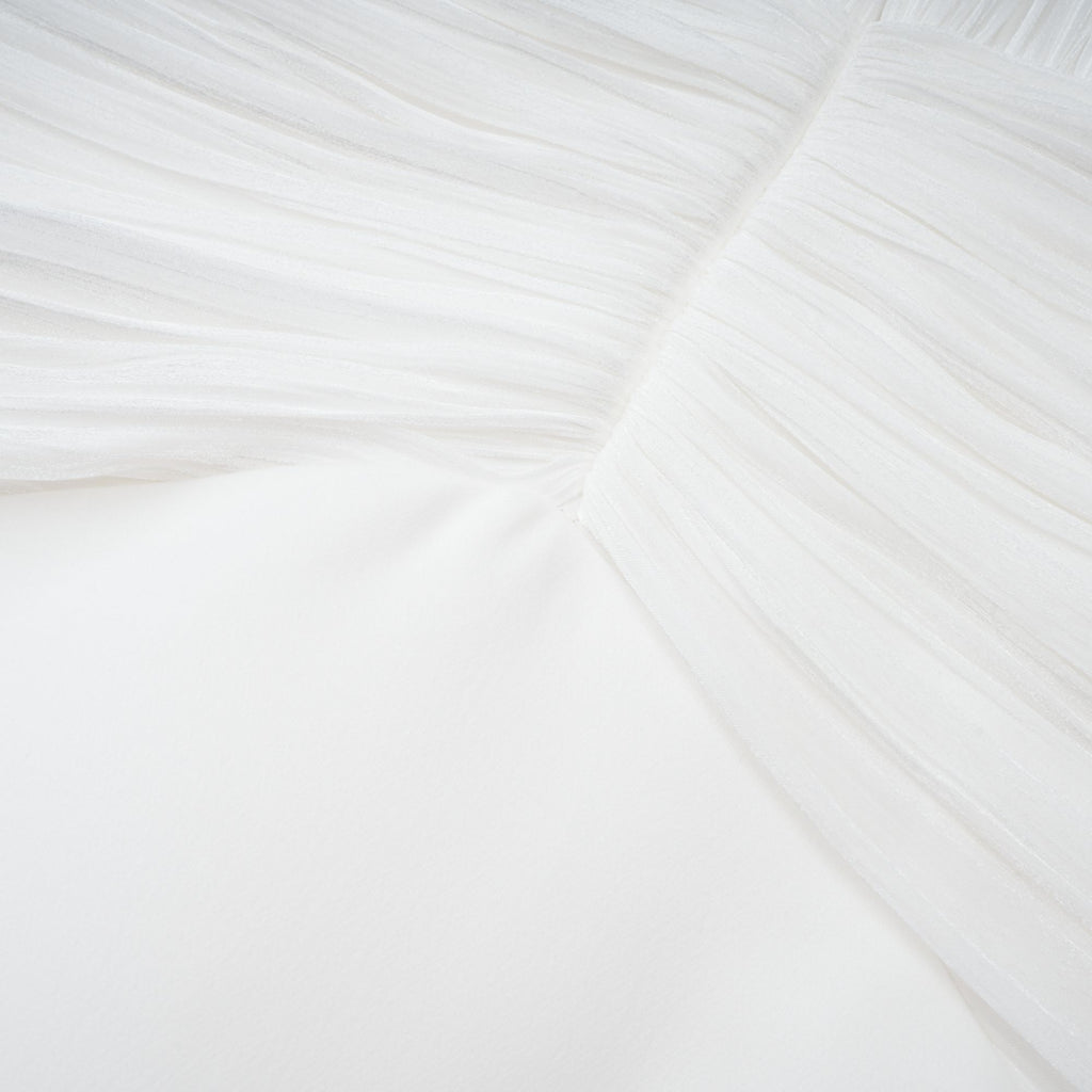 Emmeline White Train Design Gathered Maxi Dress