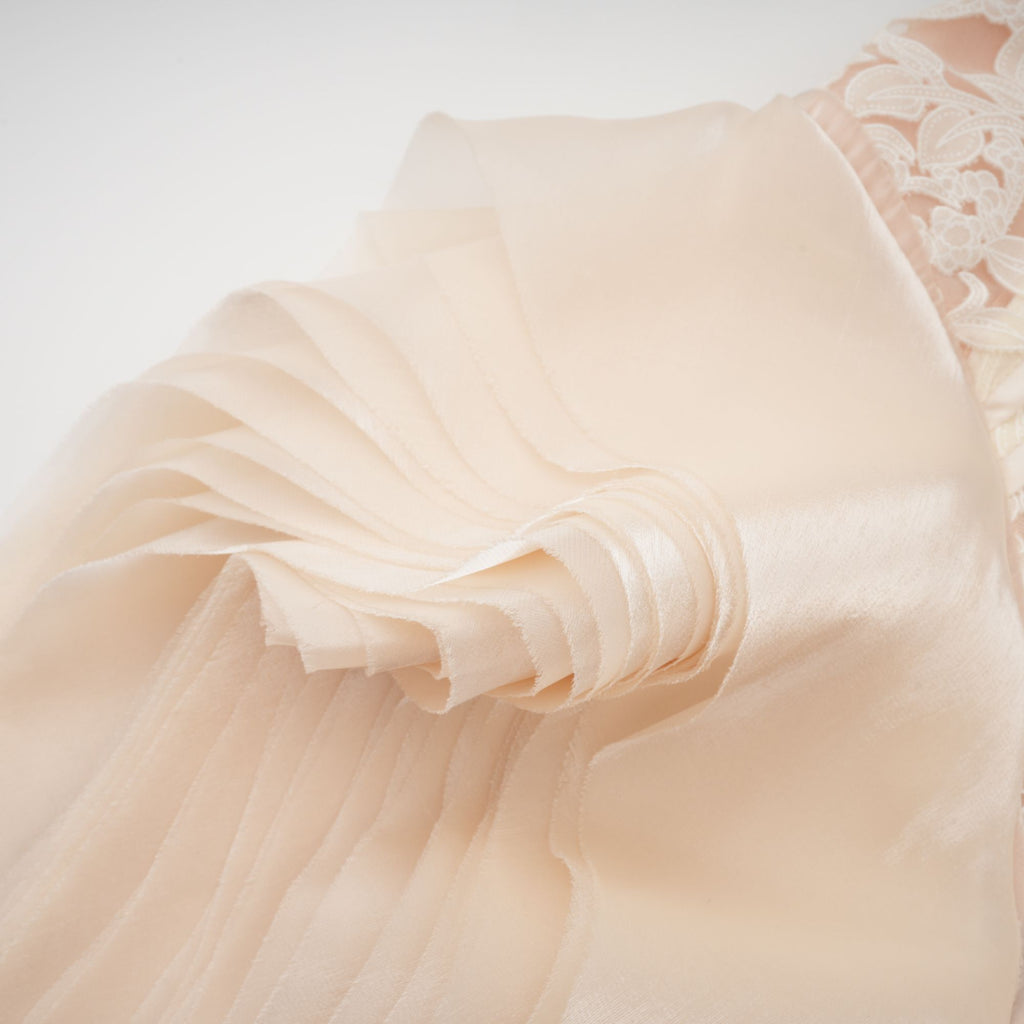 Irène neutrals lace layered corset maxi dress