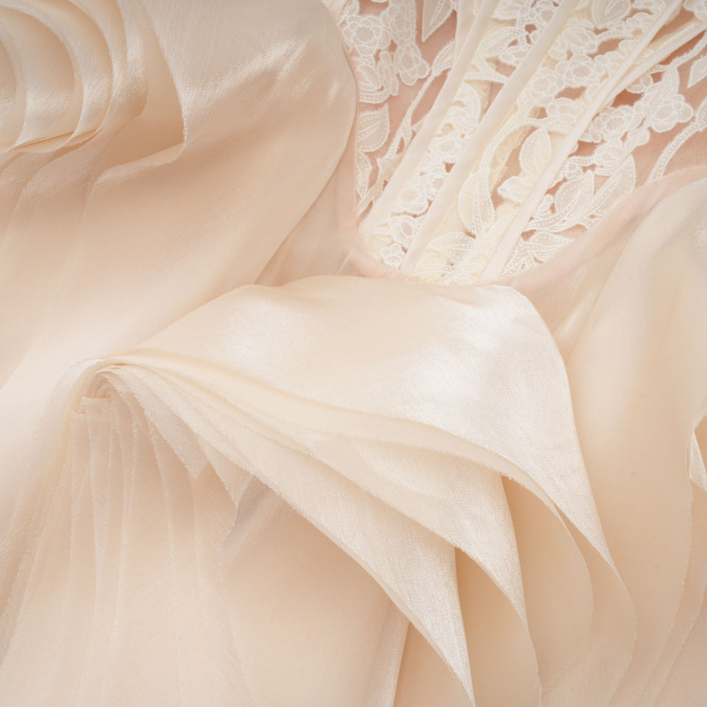 Irène neutrals lace layered corset maxi dress
