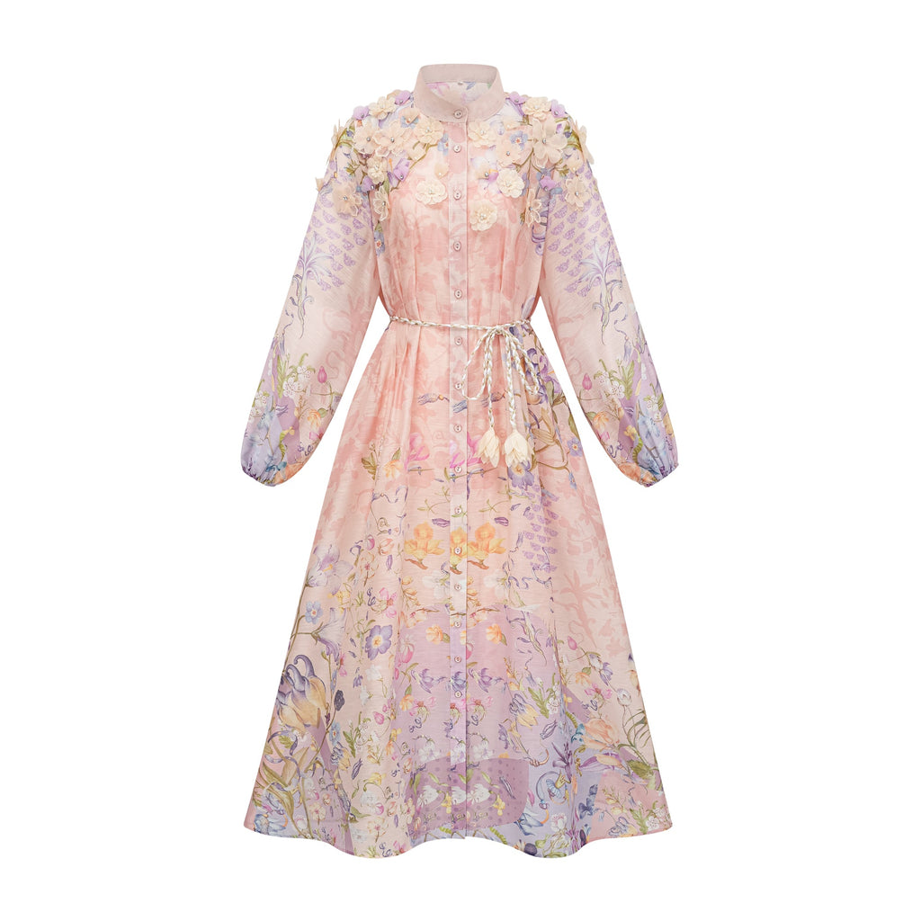 Delphine Pink Floral Print Maxi Dress