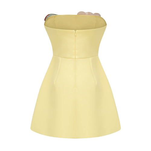 Abigail Yellow Floral Embroidered Mini Dress