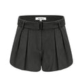 Chaney Grey Bubble Hem Suede Shorts
