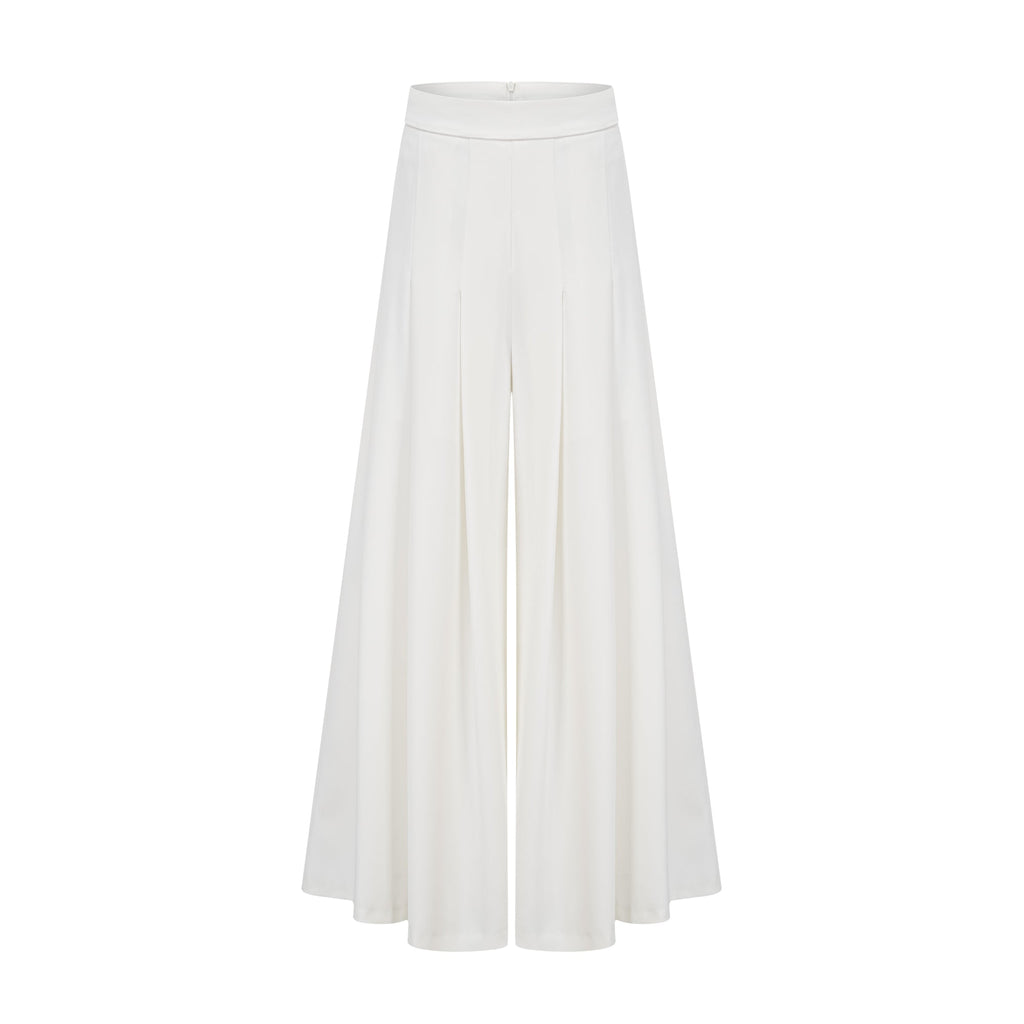 Adèle creased top & trousers matching set in White