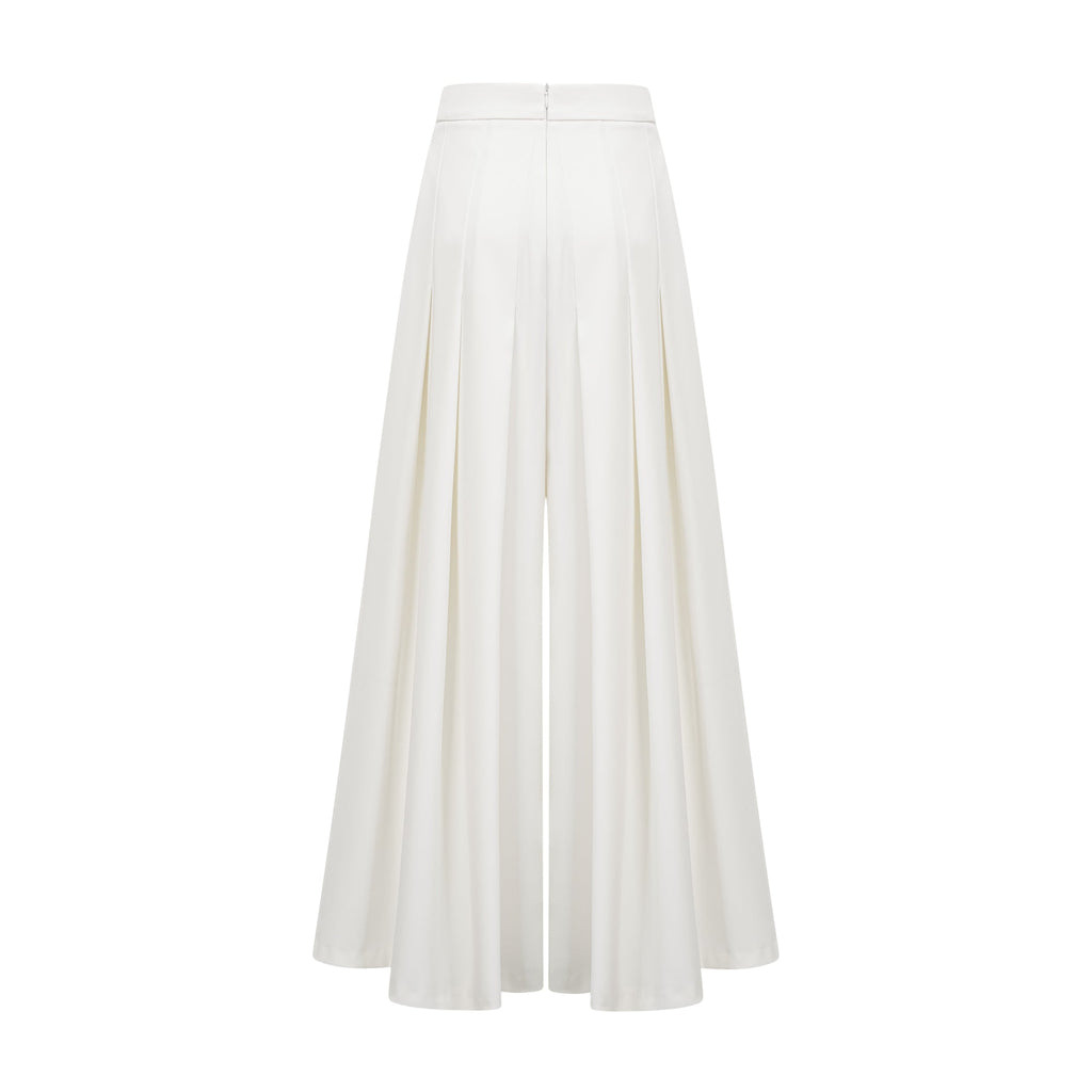 Adèle creased top & trousers matching set in White