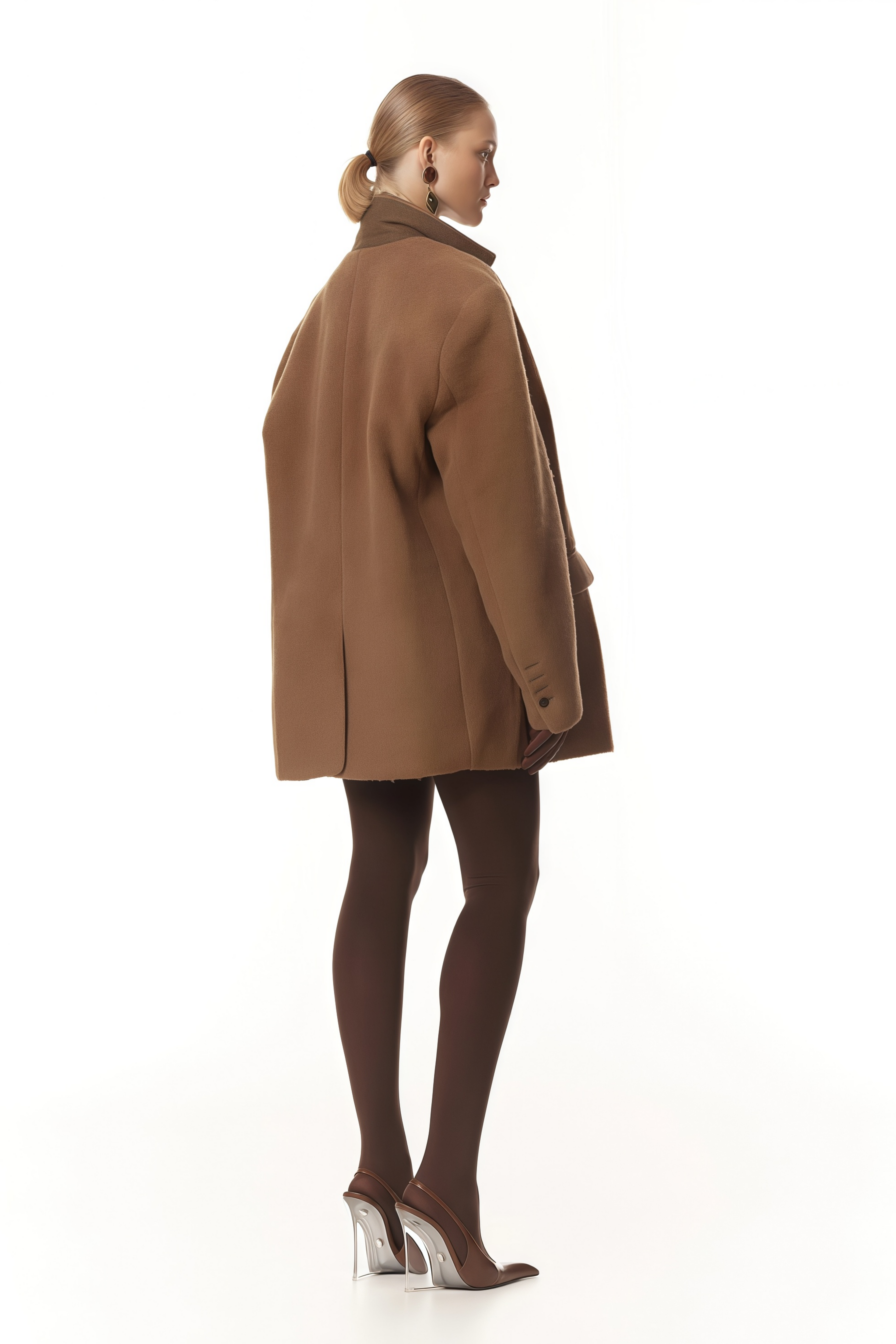 Ondine Caramel Single-Breasted Oversized Coat