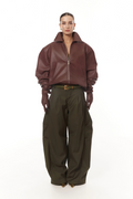 Harbor Burgundy Pebbled Leather Bomber Jacket