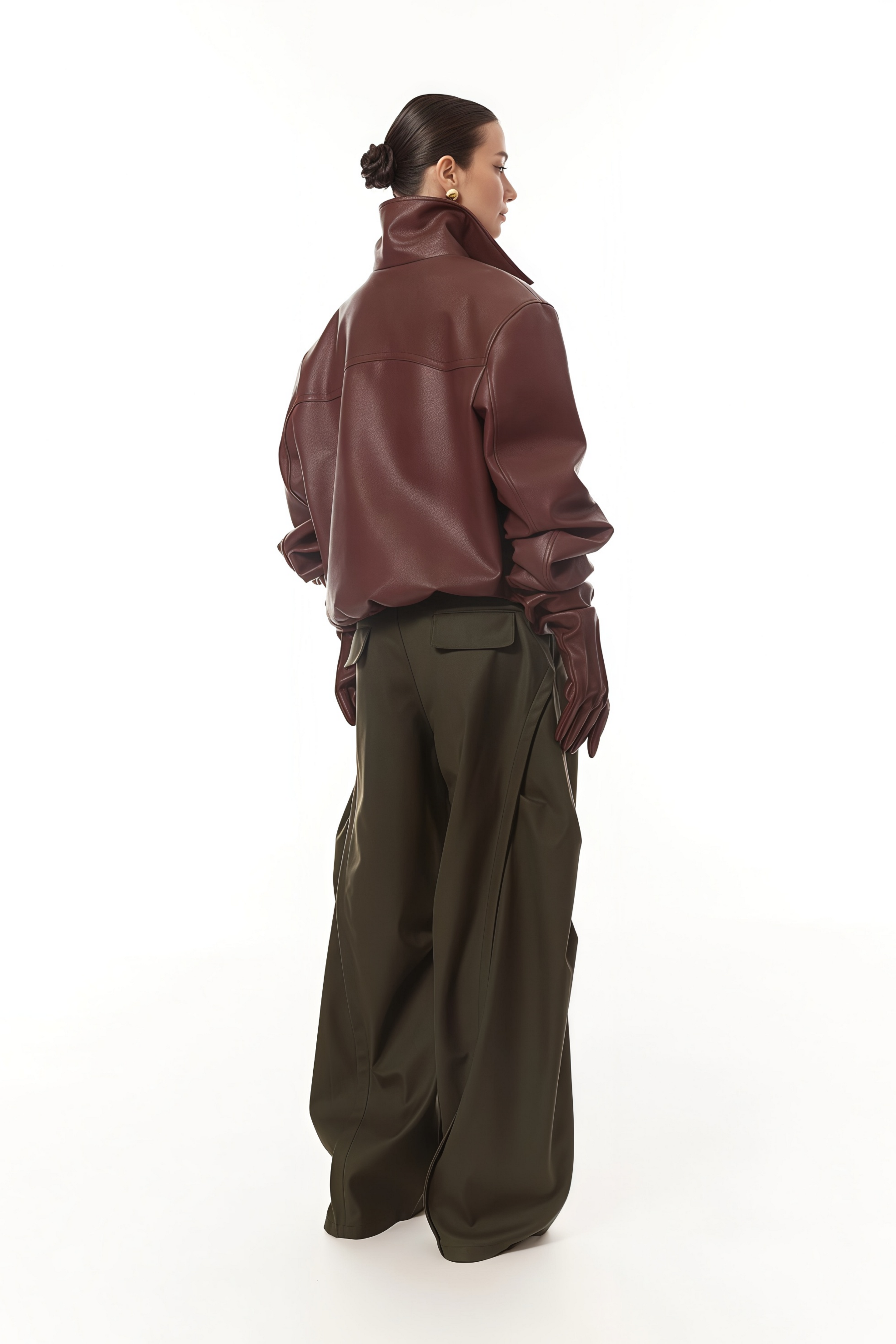 Harbor Burgundy Pebbled Leather Bomber Jacket