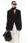 Neve Black V-Neck Tailored Blazer