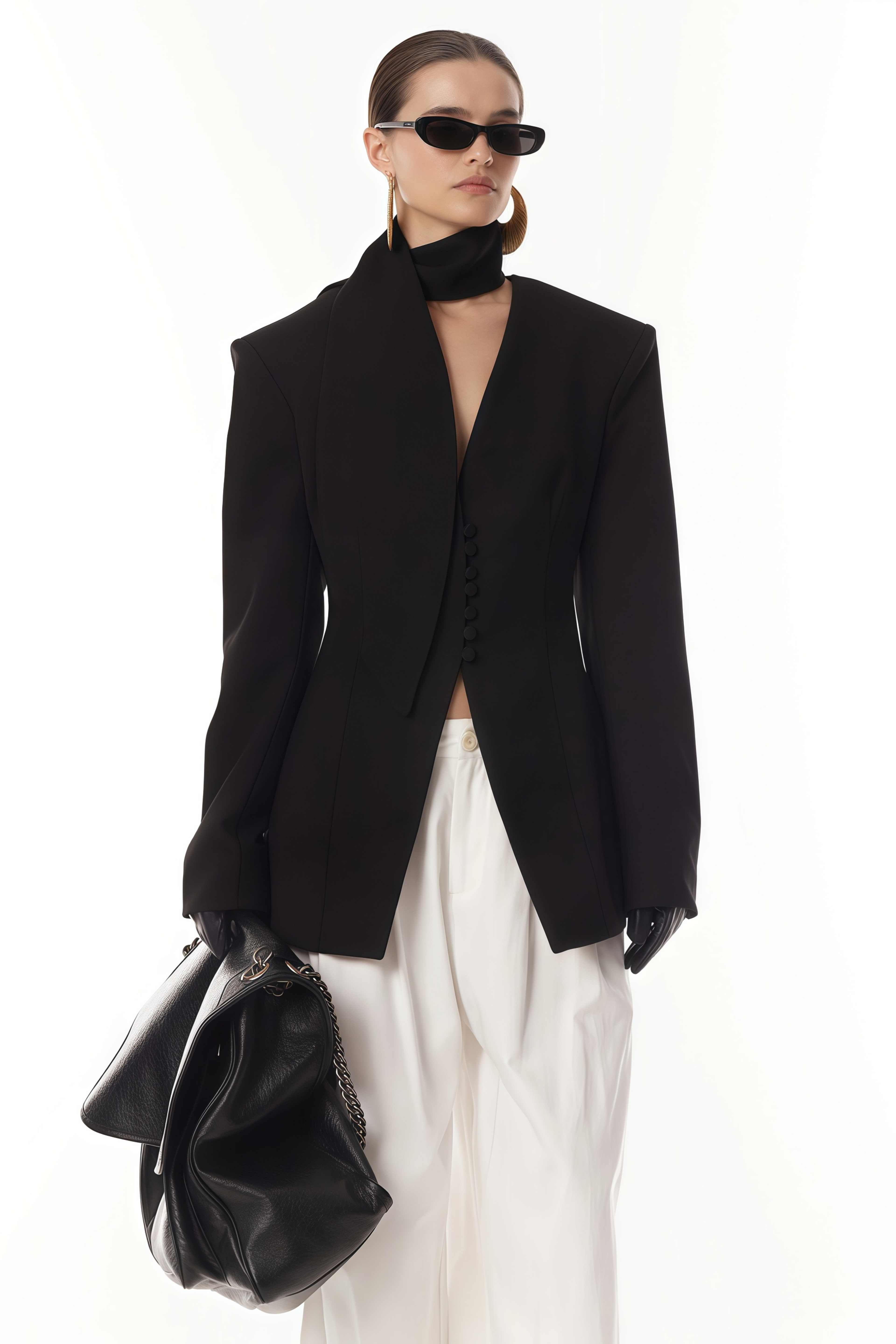 Neve Black V-Neck Tailored Blazer