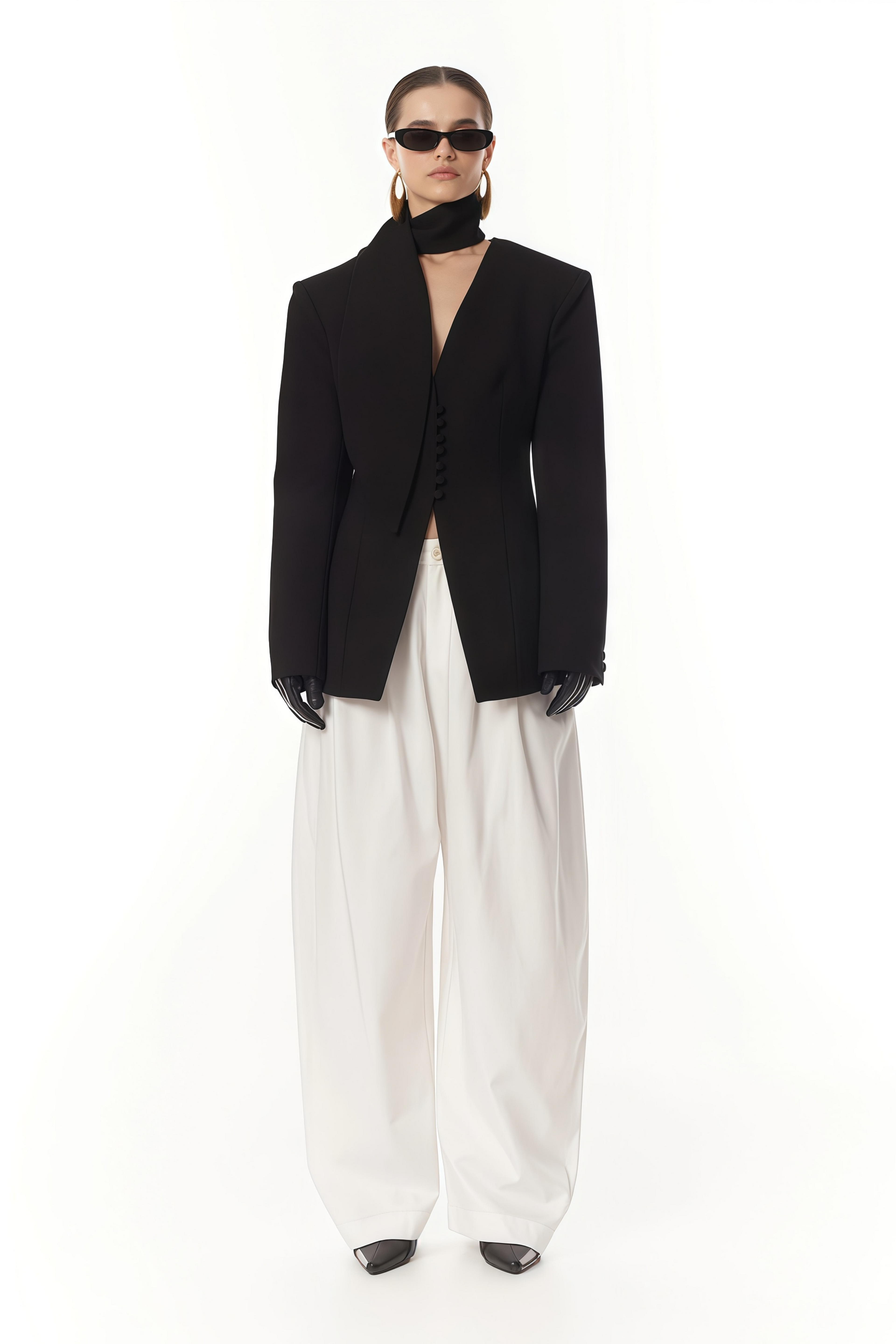 Neve Black V-Neck Tailored Blazer