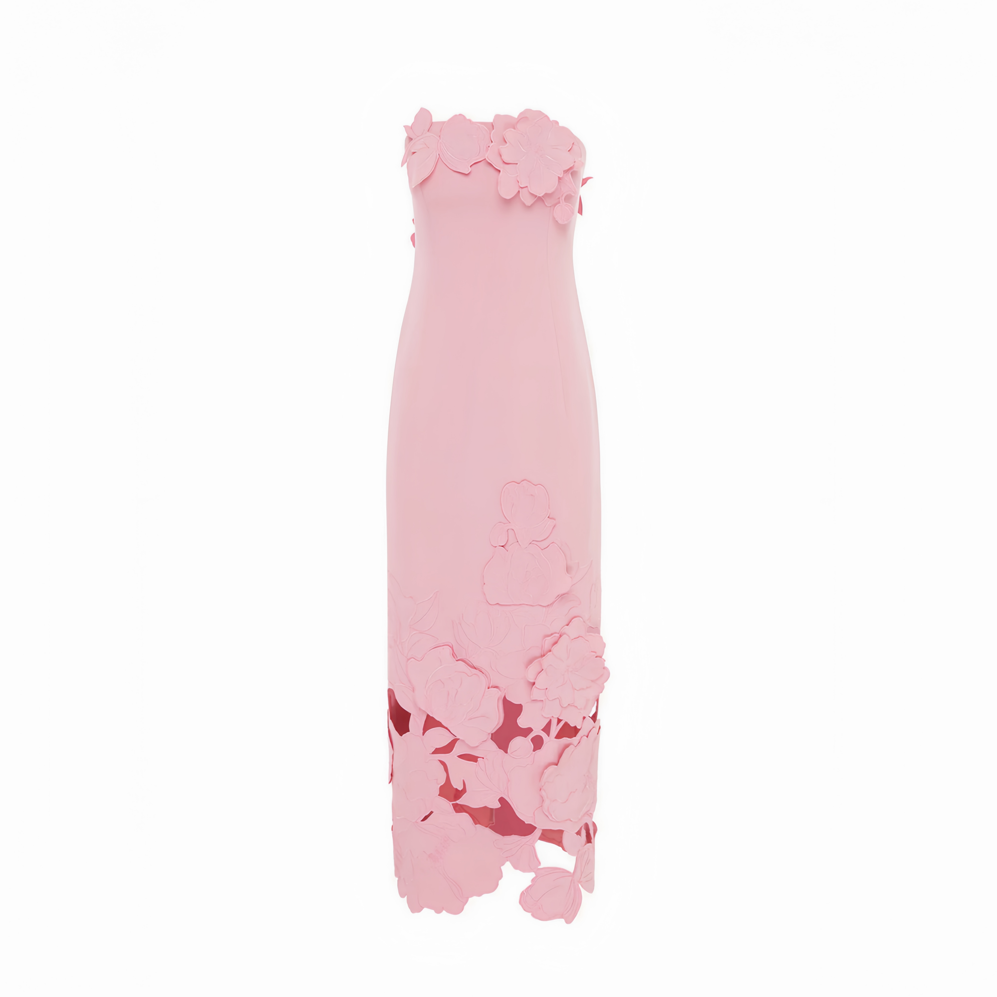 Inga Pink Strapless Floral Embroidered Maxi Dress