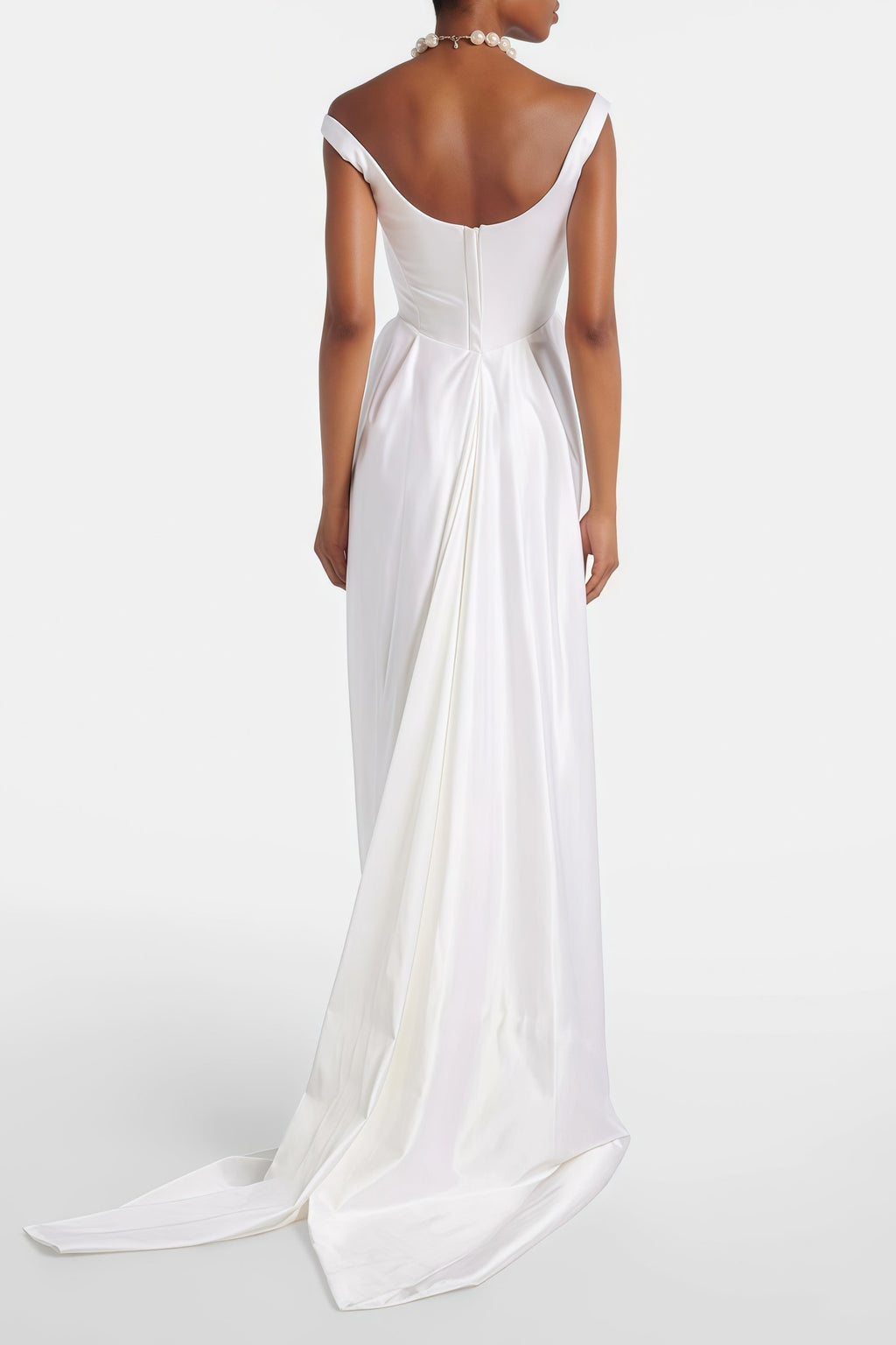 Fiona White Satin Square Neck Maxi Dress