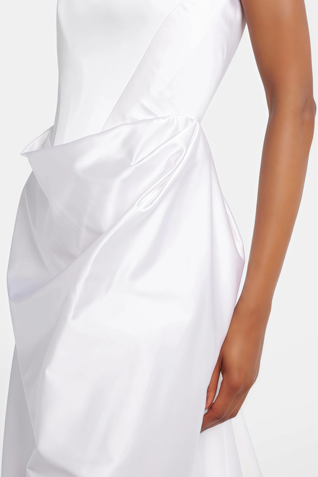 Fiona White Satin Square Neck Maxi Dress