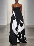 A-Line Loose Pleated Printed Split-Joint Tube Maxi Dresses