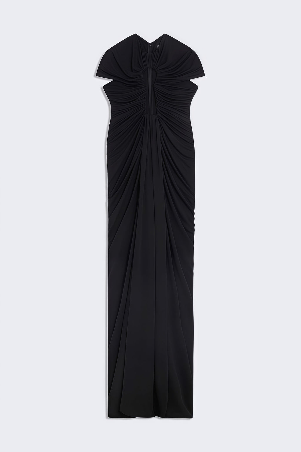 Daniela Black Keyhole Ruched Maxi Dress