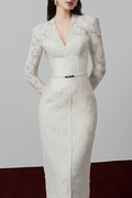 Oona White Floral Lace Pencil Midi Dress