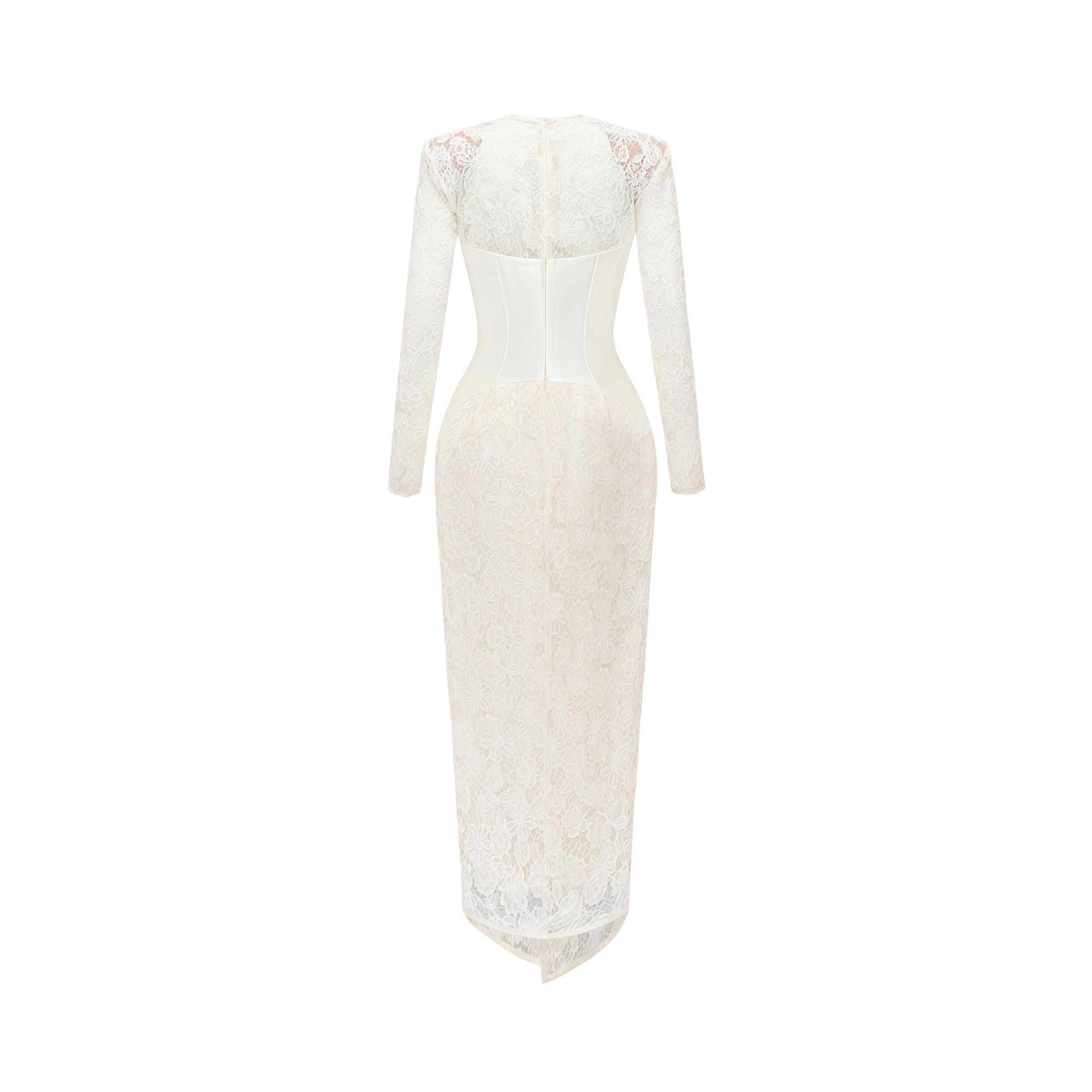Oona White Floral Lace Pencil Midi Dress
